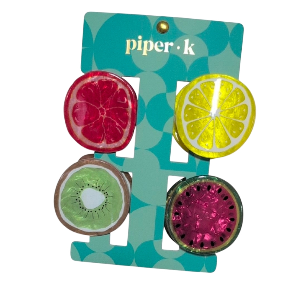 Piper K Fruit-Themed Hair Clip Set